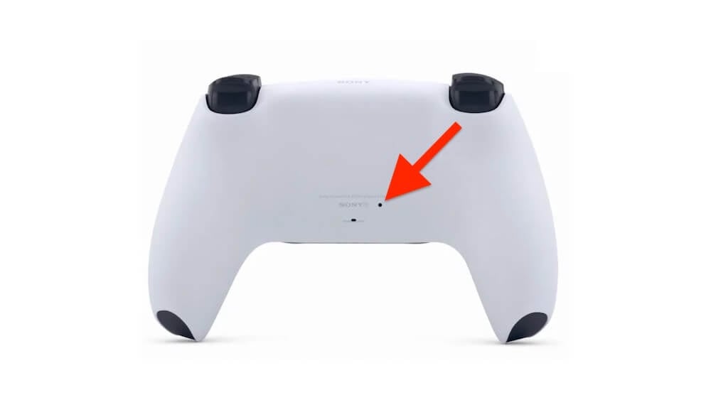 Reset button on the back of the PS5 controller