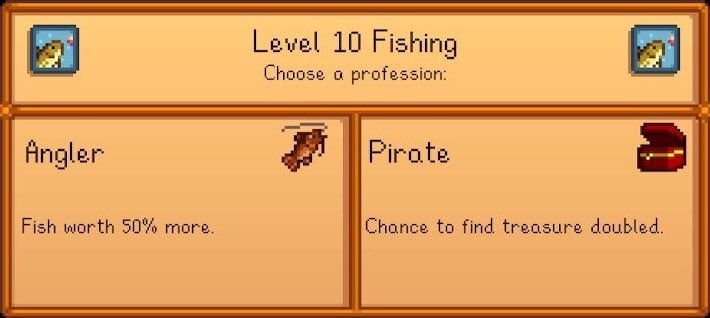 Choosing Either Angler or Pirate in Stardew Valley