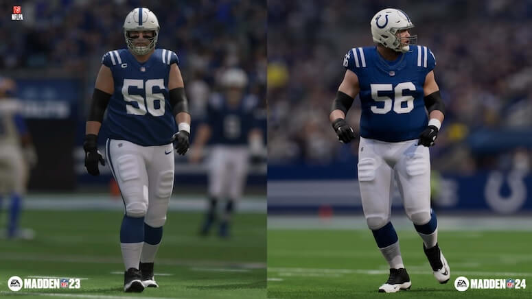 A side by side comparison of Madden 24 and Madden 23