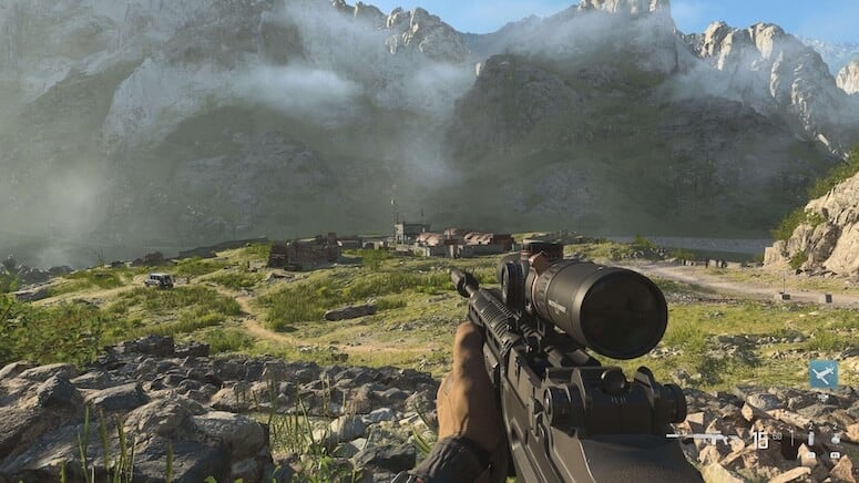 Looking at a small village in the campaign of Call of Duty Modern Warfare 3